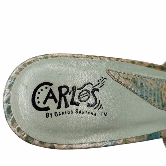 Carlos Santana | Cage Mint Leather Snake Wedges 7 - Picture 6 of 9
